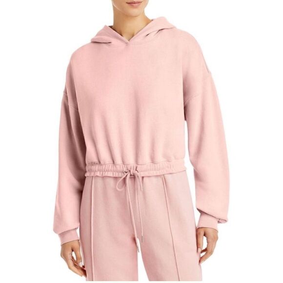 Jonathan Simkhai Annie Pink Cropped Drawstring Waist Pullover Hoodie | SZ S - Picture 1 of 10
